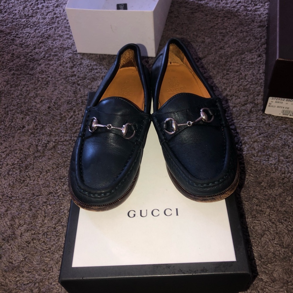 Navy blue boys Gucci loafers